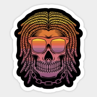 Skull With Dreadlocks Sticker